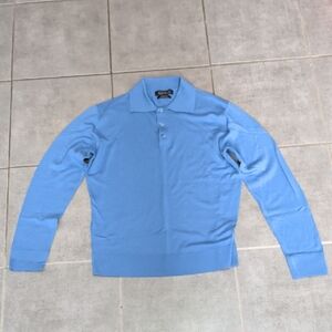 Blue Polo 100% Extrafine Wool Made In Italy , NEW